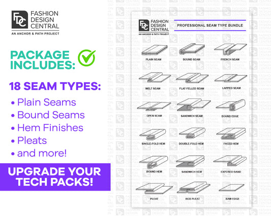 Seam Types and Finishes | Professional Technical Illustrations for Tech Packs