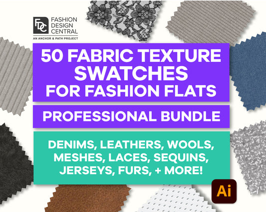 50 Fabric Texture Swatches for Adobe Illustrator | Elevate Your Fashion Flats