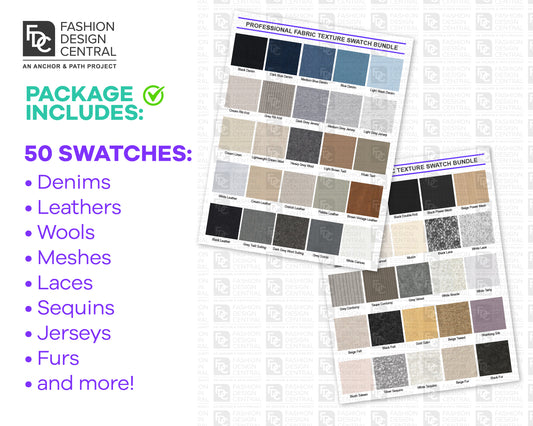 50 Fabric Texture Swatches for Adobe Illustrator | Elevate Your Fashion Flats