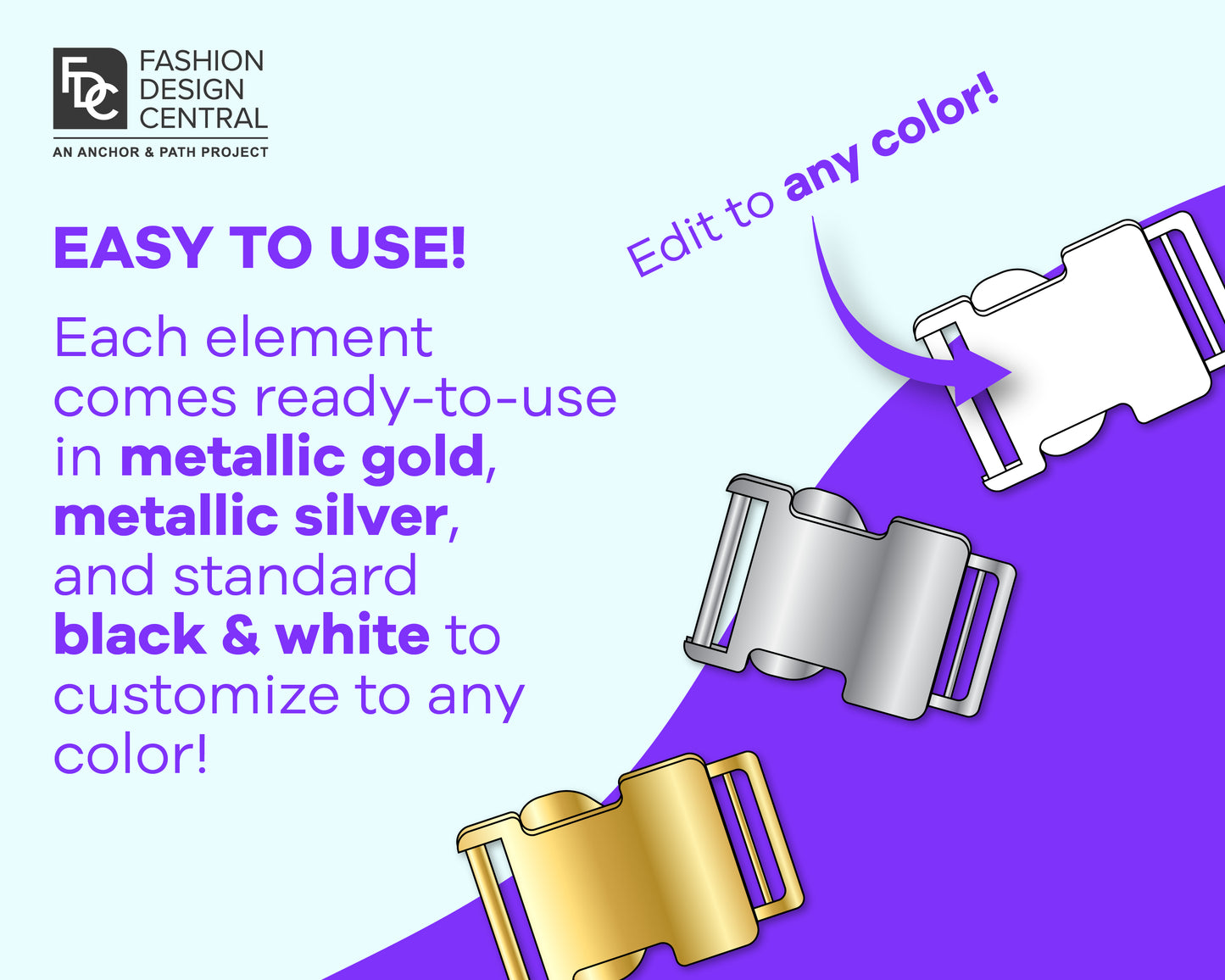 100-Piece Professional Fashion Hardware Trim Bundle for Adobe Illustrator