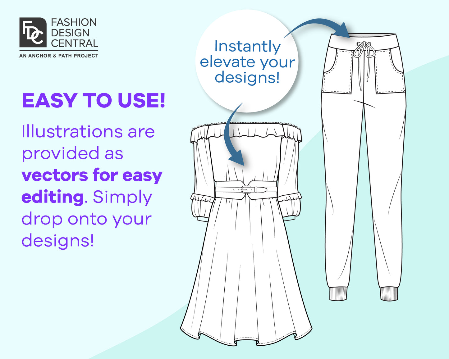 31 Ties, Drawstrings & Belts for Adobe Illustrator | Professional Bundle for Fashion Flats