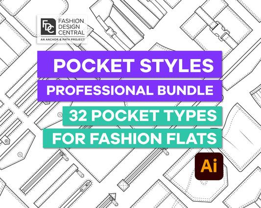 32 Pocket Styles for Adobe Illustrator | Professional Pocket Bundle