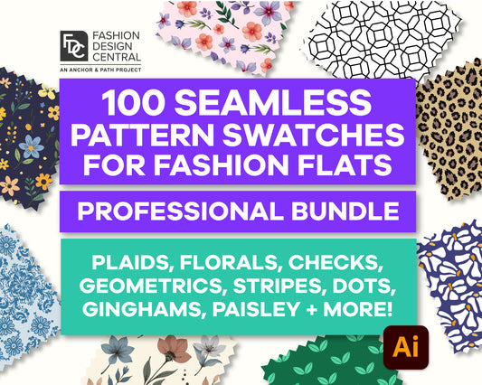100 Textile Print Swatches for Adobe Illustrator | Elevate Your Fashion Flats