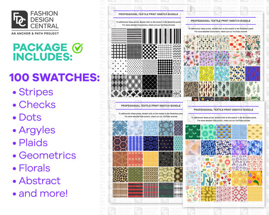 100 Textile Print Swatches for Adobe Illustrator | Elevate Your Fashion Flats